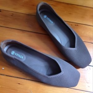 Vivaia "Margot Walker" square toe, v-cut, woven flat in espresso